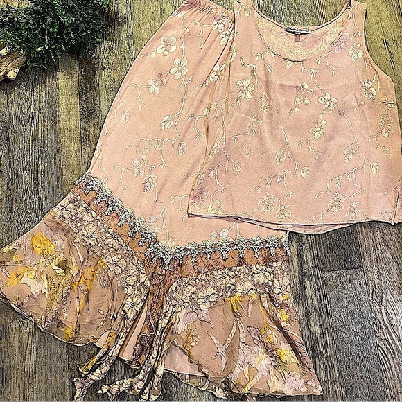 Spencer Alexis Vintage Dresses & Skirts - SPENCER ALEXIS Vintage Mauve Lame’ Rayon & Silk 2-Piece Skirt/Tank Set SZ Large